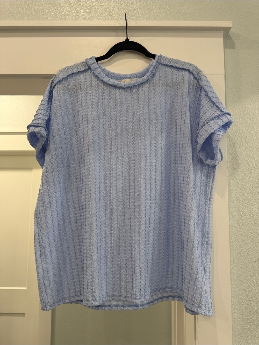 Lovely Melody Light Blue Textured Short Sleeve Tee